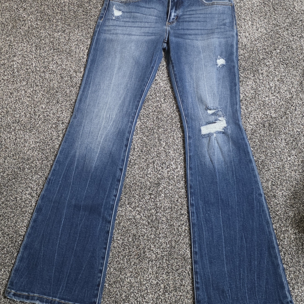KanCan Blue Distressed Flare Jeans
